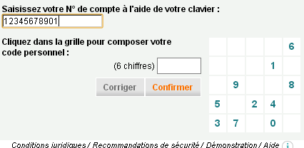 Saisissez votre N° de compte à l'aide de votre clavier