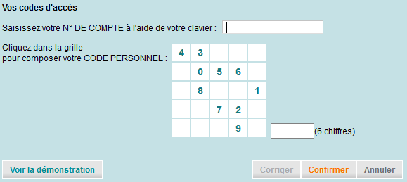 Saisissez votre N° DE COMPTE