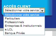 Liste déroulante "Accès client"